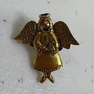 Camco Angel Pin‎ Brooch Gold Tone Textured Vintage Religious